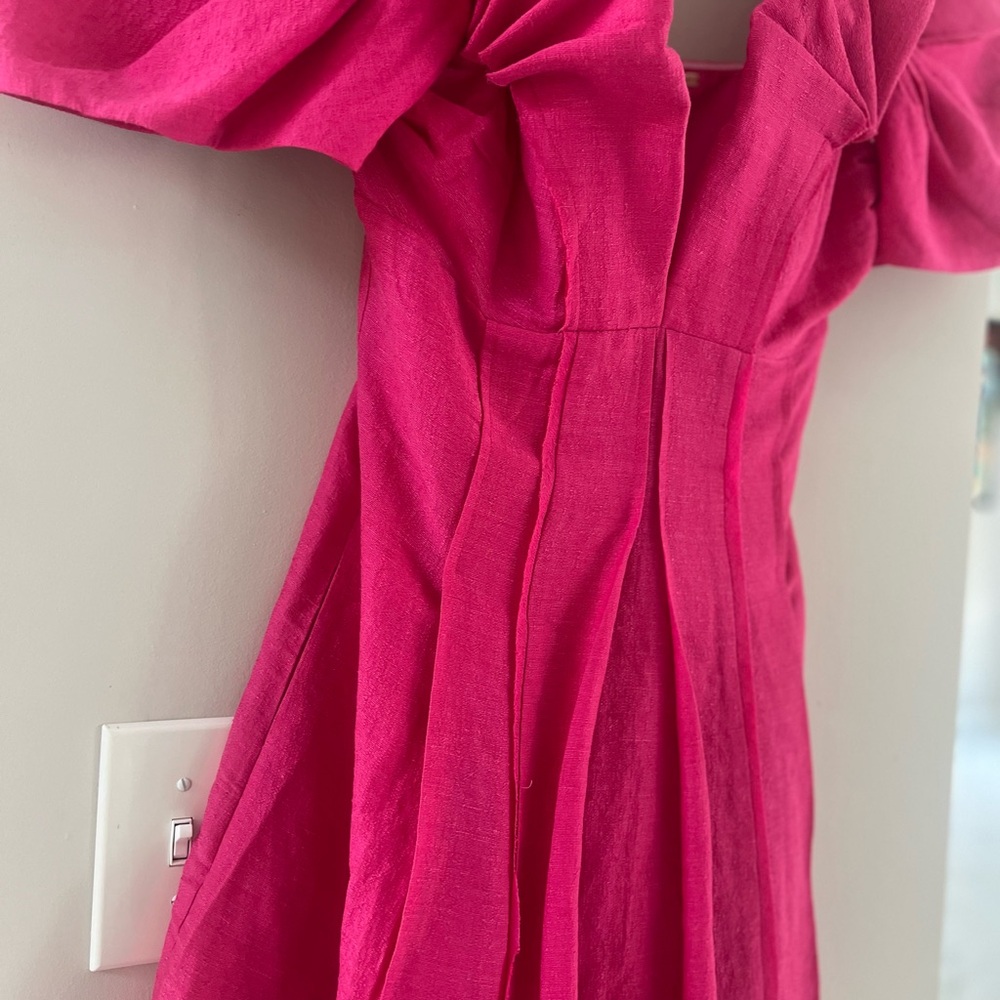 Vibrant Pink Dress with Puff Sleeves